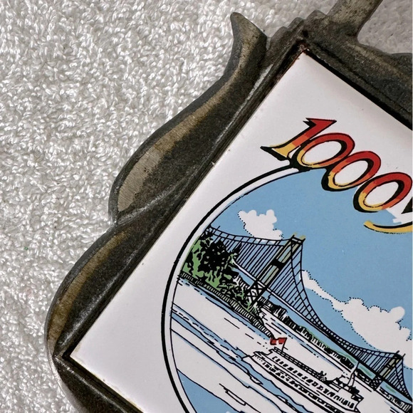 Vintage Metal Teapot Shaped Trivet W Ceramic Tile 1000 Islands  Canada - Picture 4 of 11